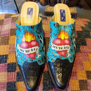 Artisan painted western mules sz 9.5